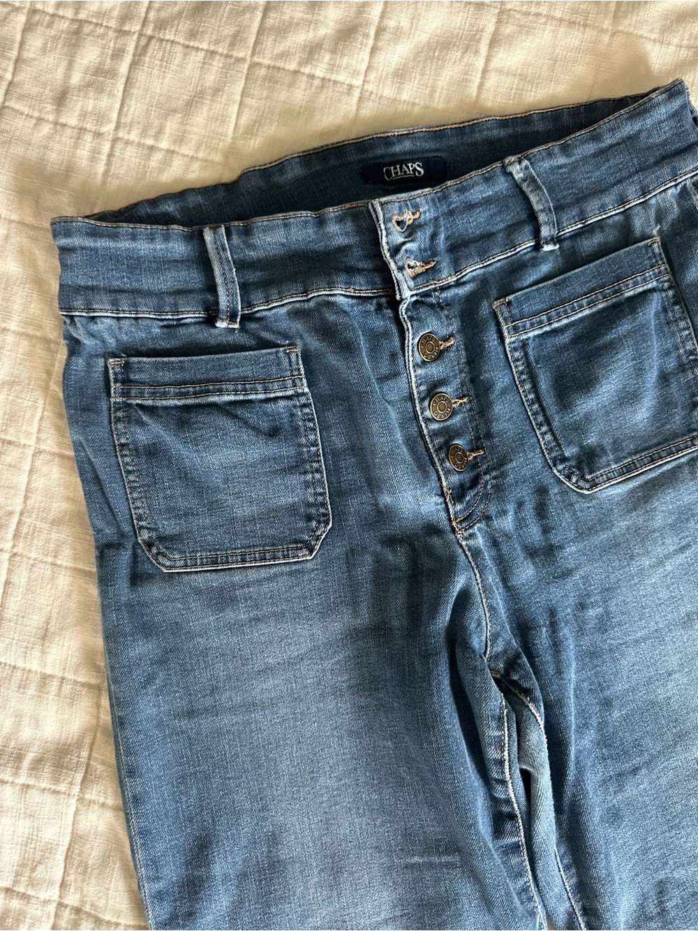 Chaps Women's Medium Blue High-Rise Button-Fly Jeans